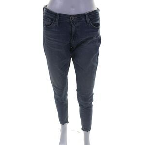 AG-ED Denim Cotton Low-Rise Distressed Ankle Stonewash Skinny Jeans Blue Size 28